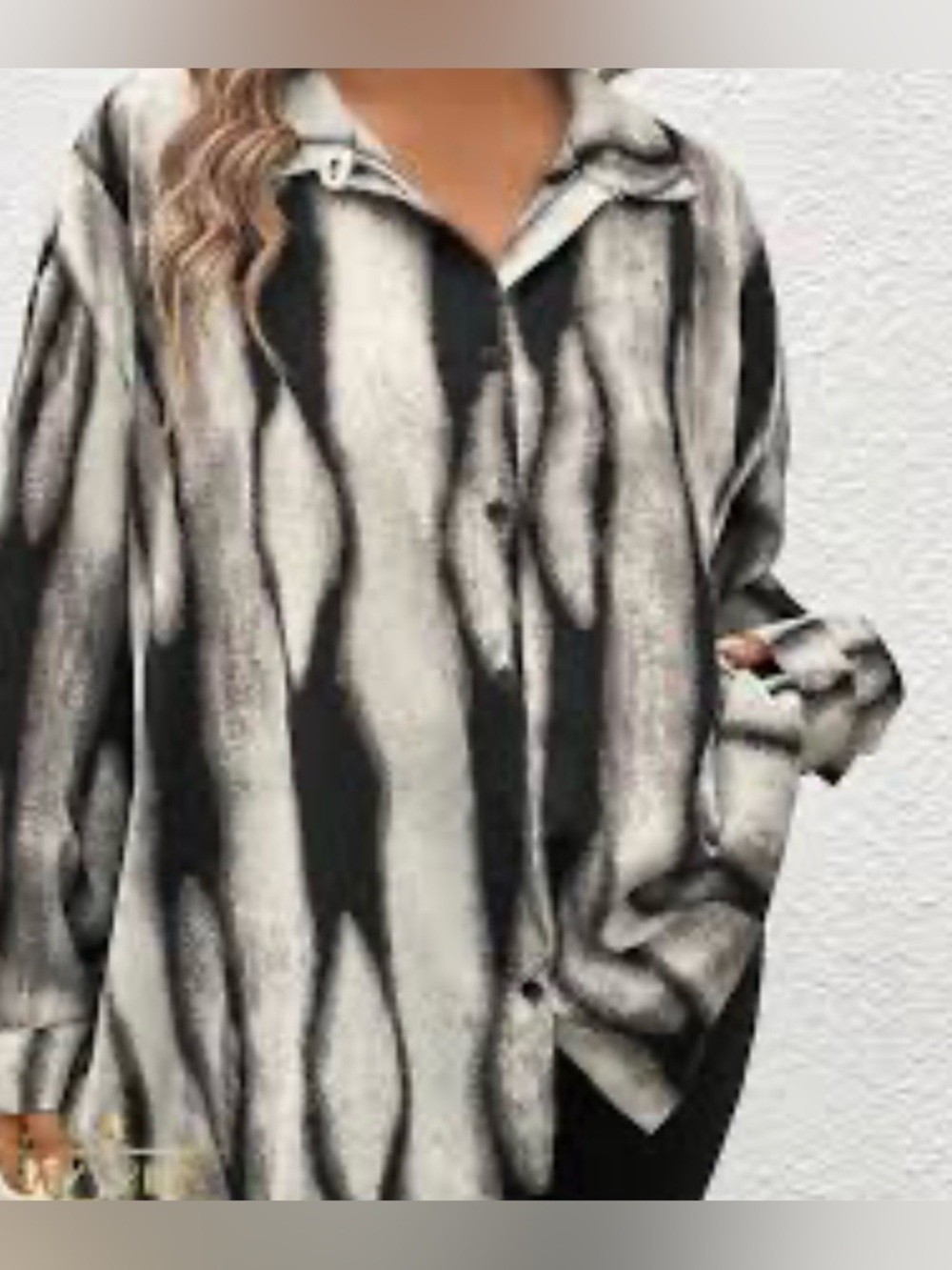 NWT Commense Black & White Abstract Button-Up Shirt Sz XS